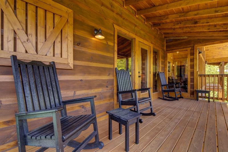 Covered deck with rocking chairs